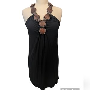 Max Studio Black A Line Beaded Sleeveless Mini Dress Size XS